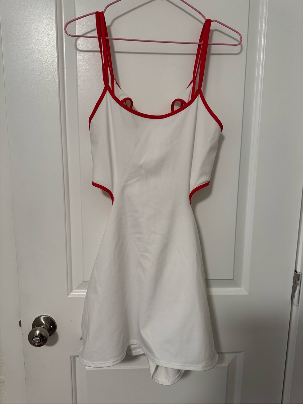 FP Movement by Free People White Mini Dress with Red Trim
